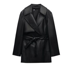 Zara Faux Leather Short Trench Coat